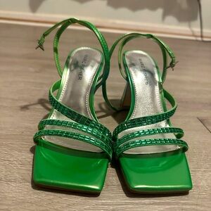 Marc Fisher Green Zalay jeweled heels